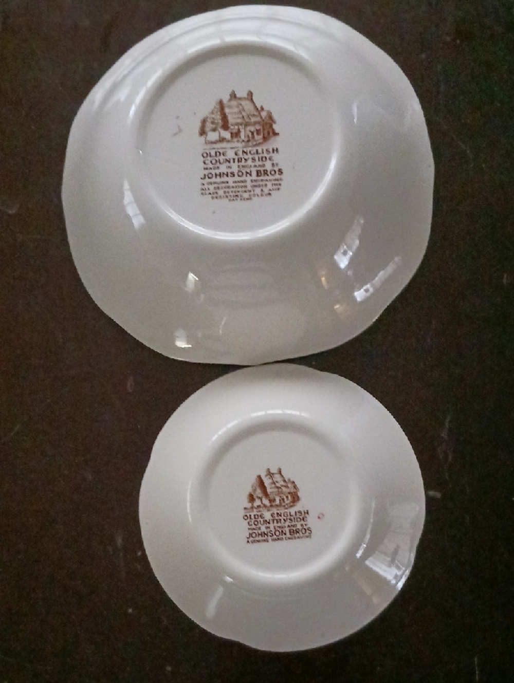 Vintage JOHNSON BROTHERS Olde English Countryside 2 Bowl Set in Brown and Cream - Picture 5 of 6